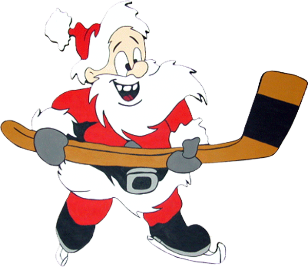 Free Hockey Santa Claus Cartoon Mascot Clipart Clipart Transparent Background