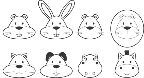 Free Rabbit Face Black And White Facial Expression Clipart Clipart Transparent Background