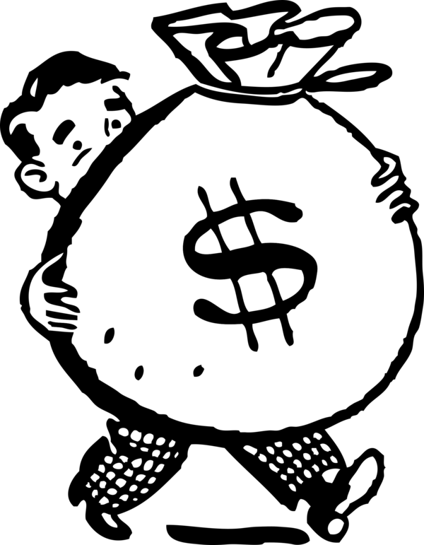 Free Money Black And White Emotion Line Art Clipart Clipart Transparent Background
