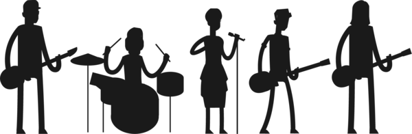 Free Musician Black And White Silhouette Line Clipart Clipart Transparent Background