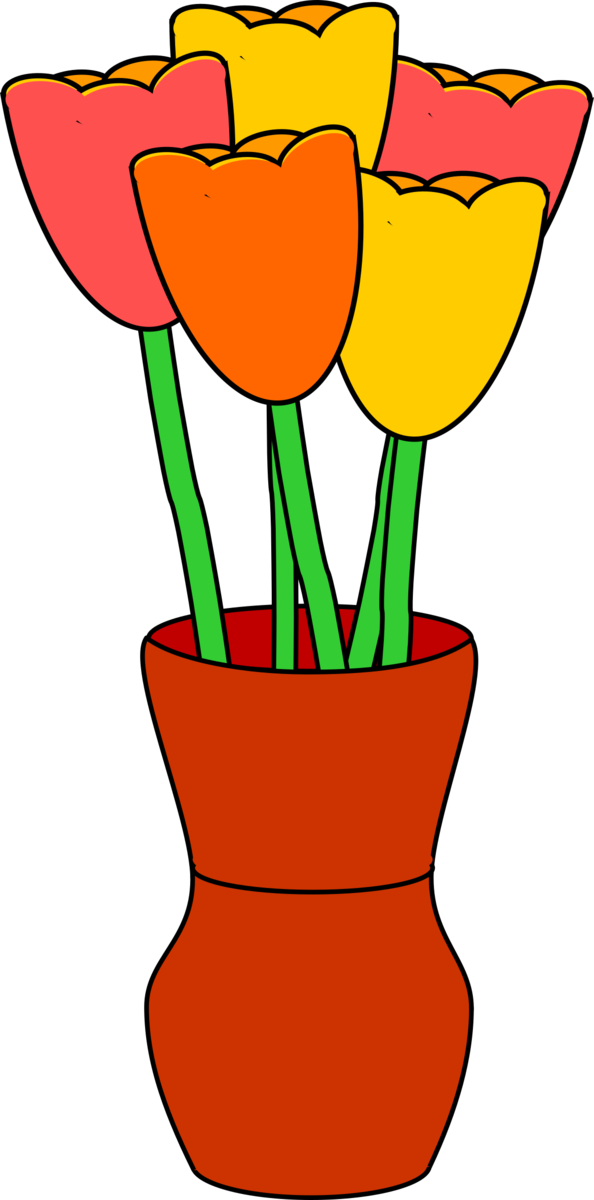 Free Tulip Flower Flowerpot Plant Clipart Clipart Transparent Background