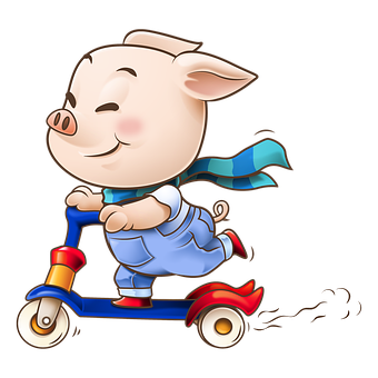 Free Pig Cartoon Vehicle Clipart Clipart Transparent Background