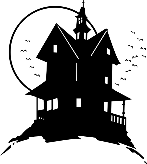 Free House Black And White Tree Silhouette Clipart Clipart Transparent Background