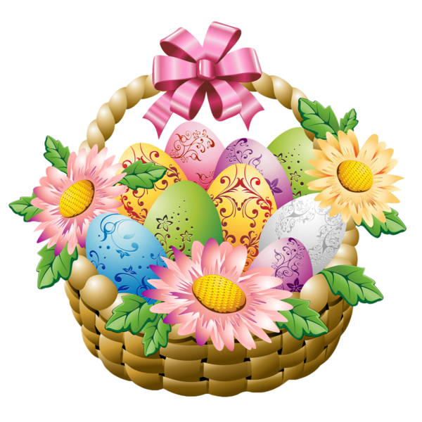 Free Fruit Easter Egg Flower Gift Basket Clipart Clipart Transparent Background