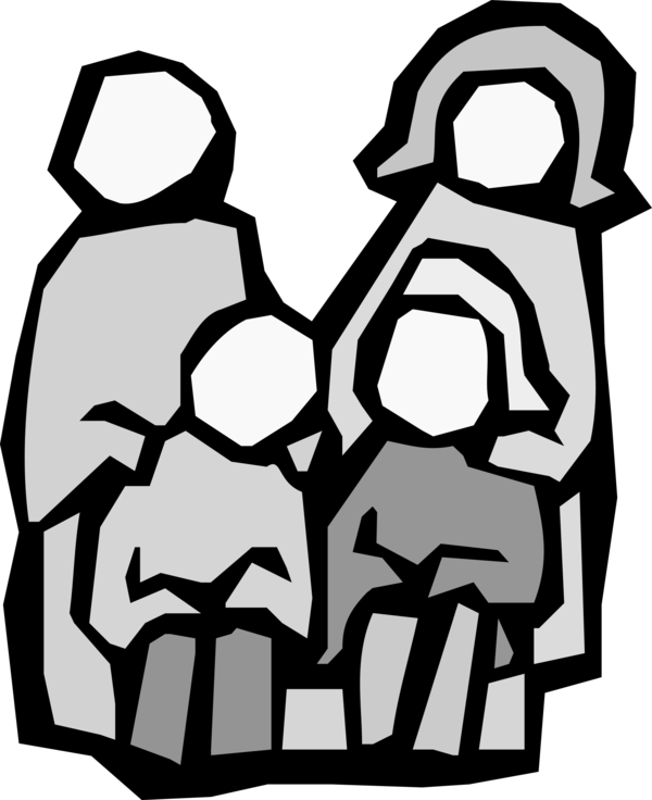 Free Family Black And White Headgear Line Art Clipart Clipart Transparent Background
