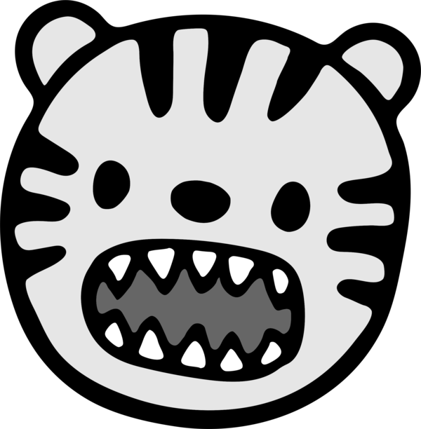 Free Tiger Face Black And White Facial Expression Clipart Clipart Transparent Background