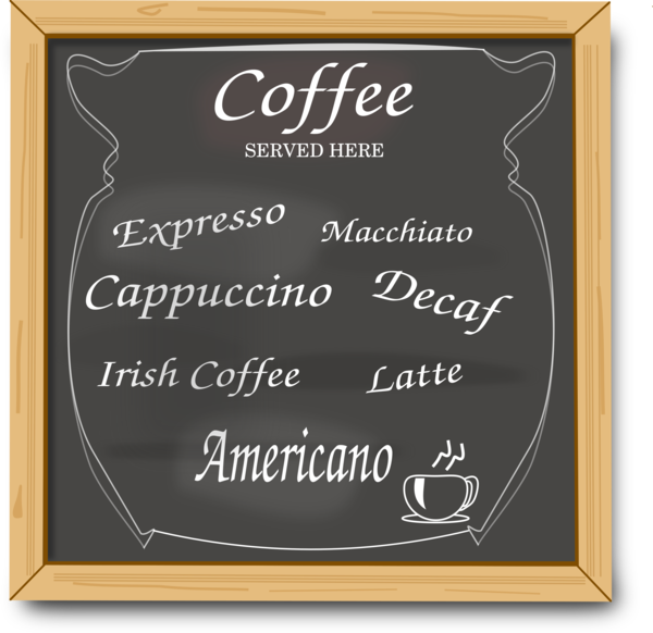 Free Coffee Text Blackboard Picture Frame Clipart Clipart Transparent Background