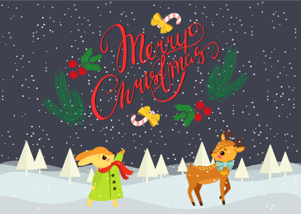 Free Tree Christmas Cartoon Reindeer Clipart Clipart Transparent Background