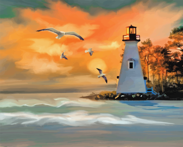 Free Birthday Sky Painting Lighthouse Clipart Clipart Transparent Background