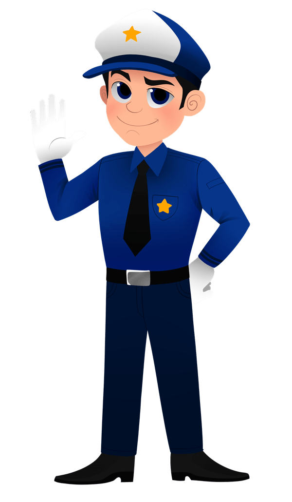 Free Police Standing Cartoon Male Clipart Clipart Transparent Background