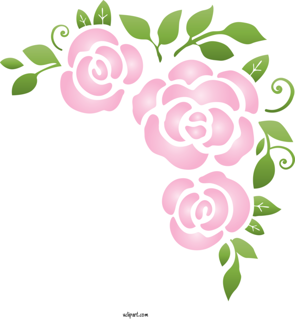 Free Flowers Pink Leaf Pattern For Rose Clipart Transparent Background