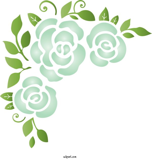 Free Flowers Green Leaf Design For Rose Clipart Transparent Background