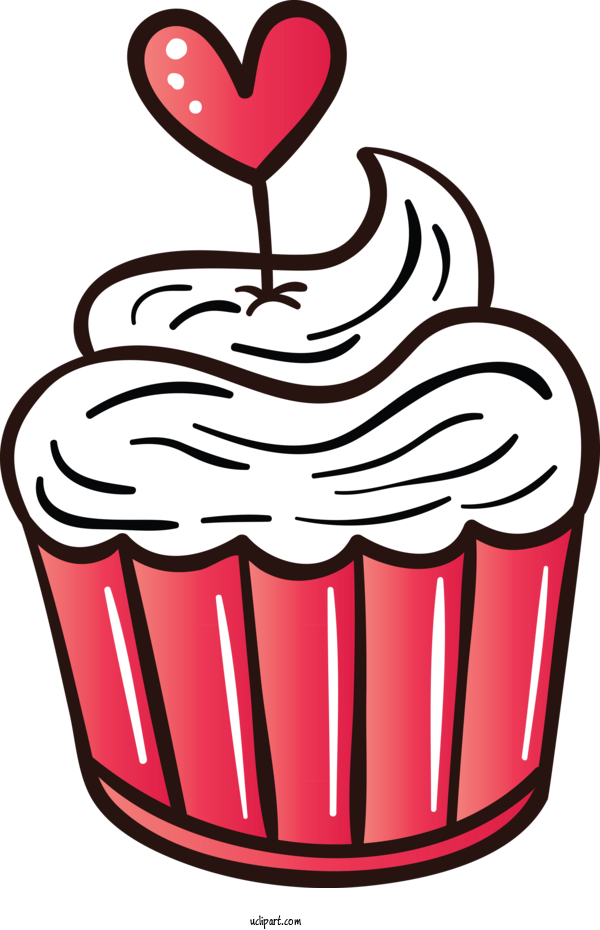 Free Holidays Baking Cup Icing Cupcake For Valentines Day Clipart Transparent Background