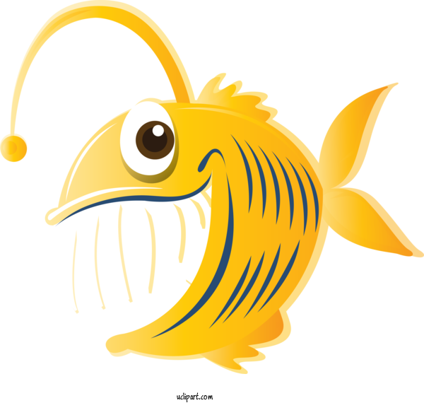 Free Animals Yellow Cartoon Line For Fish Clipart Transparent Background