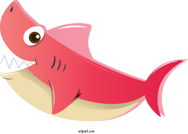 Free Animals Cartoon Pink Fish For Shark Clipart Transparent Background