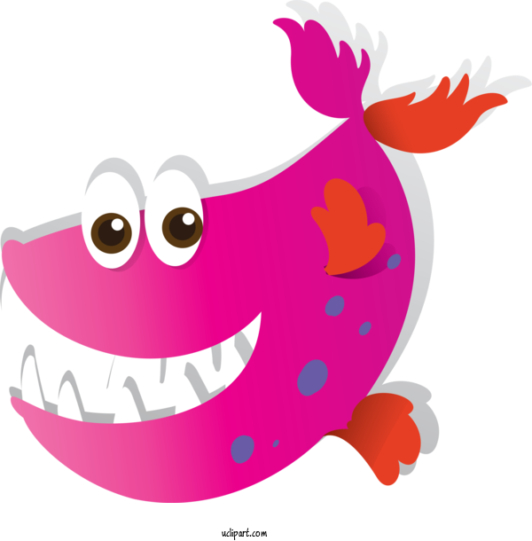 Free Animals Pink Cartoon Mouth For Fish Clipart Transparent Background