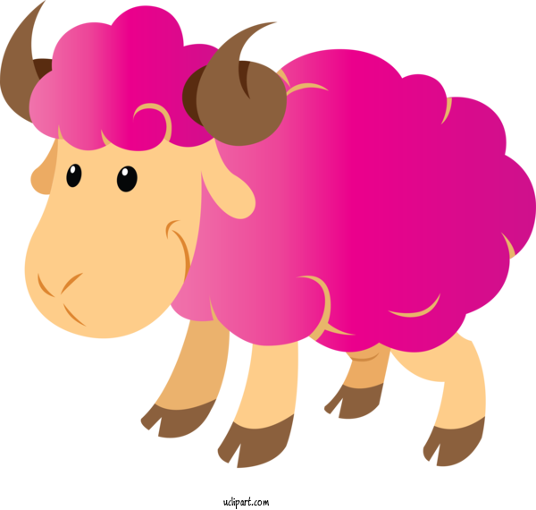 Free Animals Cartoon Pink Snout For Sheep Clipart Transparent Background