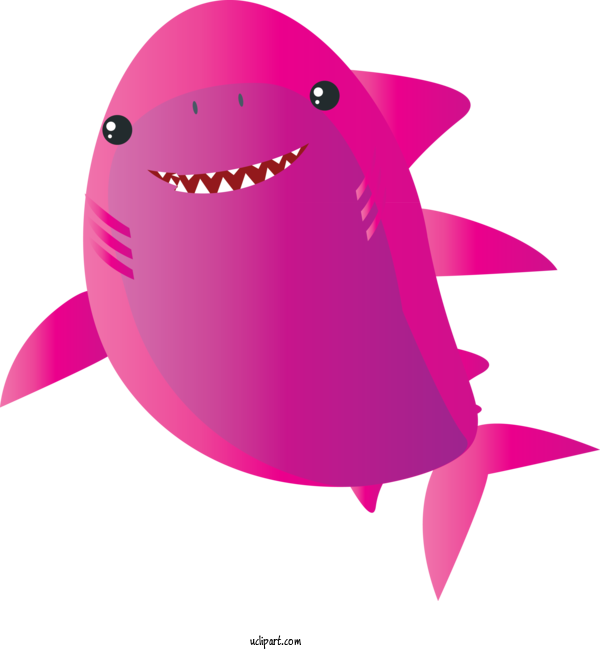 Free Animals Pink Cartoon Fish For Shark Clipart Transparent Background