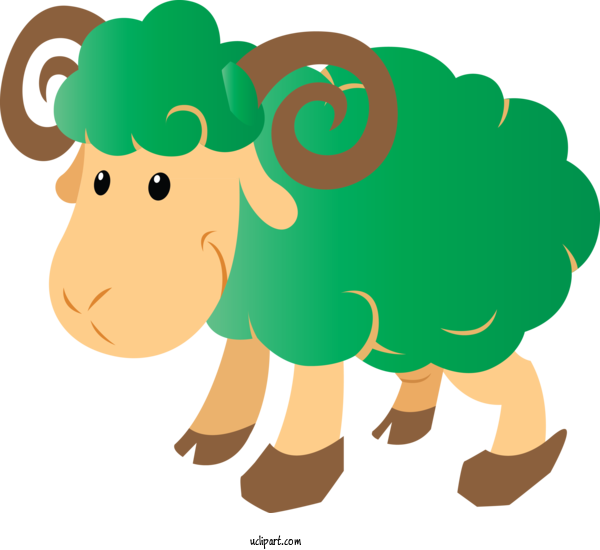 Free Animals Cartoon Green Working Animal For Sheep Clipart Transparent Background