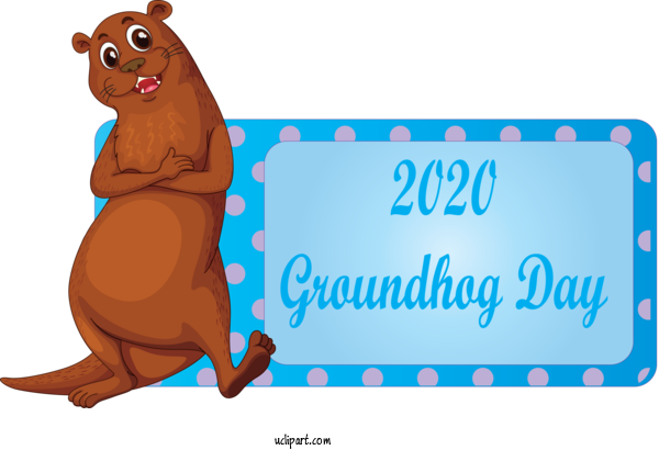Free Holidays Cartoon Animal Figure Rectangle For Groundhog Day Clipart Transparent Background