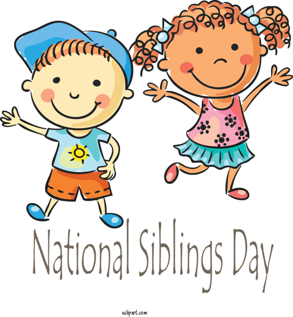 Free Holidays Cartoon Child Text For Siblings Day Clipart Transparent Background