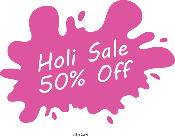 Free Holidays Text Pink Logo For Holi Clipart Transparent Background