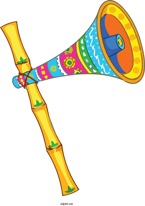 Free Holidays Vuvuzela Musical Instrument For Holi Clipart Transparent Background