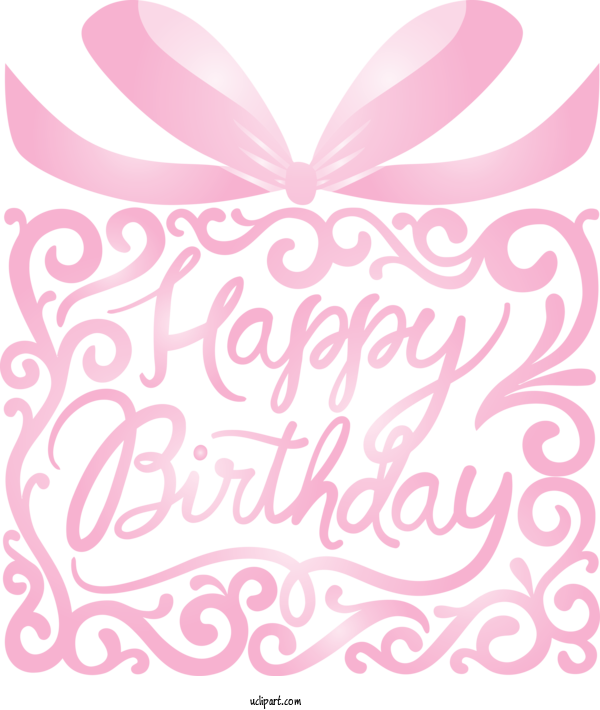 Free Occasions Pink Text Design For Birthday Clipart Transparent Background