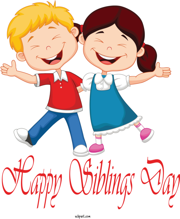 Free Holidays Cartoon Happy Sharing For Siblings Day Clipart Transparent Background