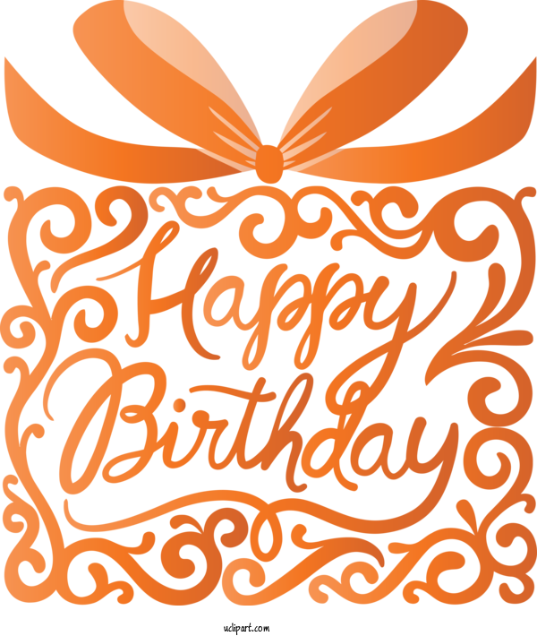 Free Occasions Orange Text Line For Birthday Clipart Transparent Background