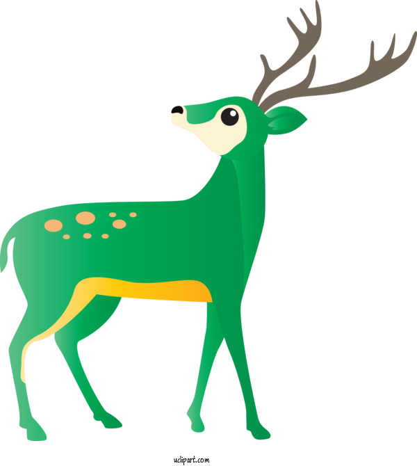 Free Animals Reindeer Deer Green For Reindeer Clipart Transparent Background