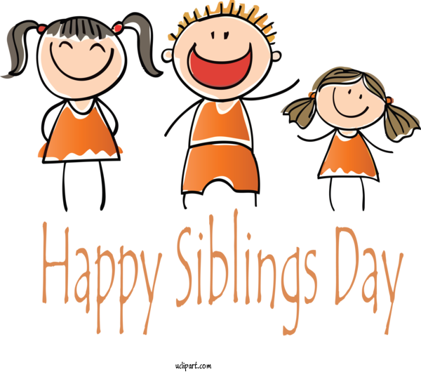 Free Holidays Facial Expression Cartoon Text For Siblings Day Clipart Transparent Background
