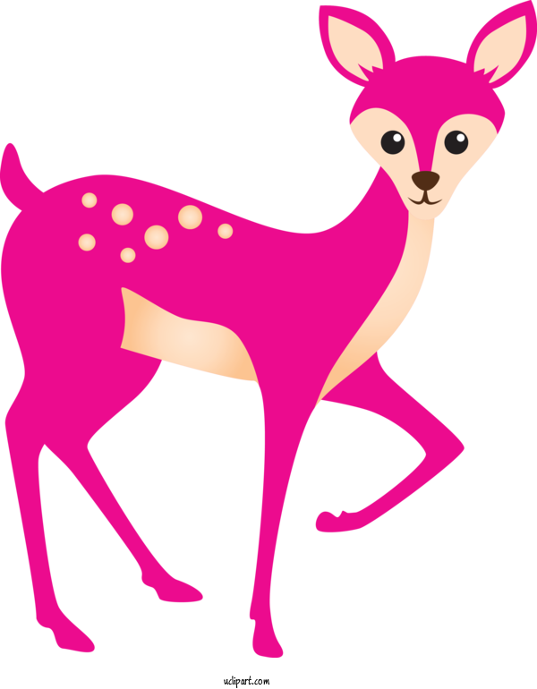Free Animals Pink Deer Animal Figure For Deer Clipart Transparent Background