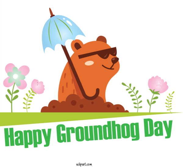 Free Holidays Text Cartoon Logo For Groundhog Day Clipart Transparent Background
