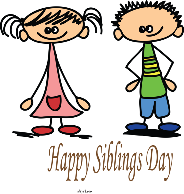 Free Holidays Cartoon Happy Line For Siblings Day Clipart Transparent Background