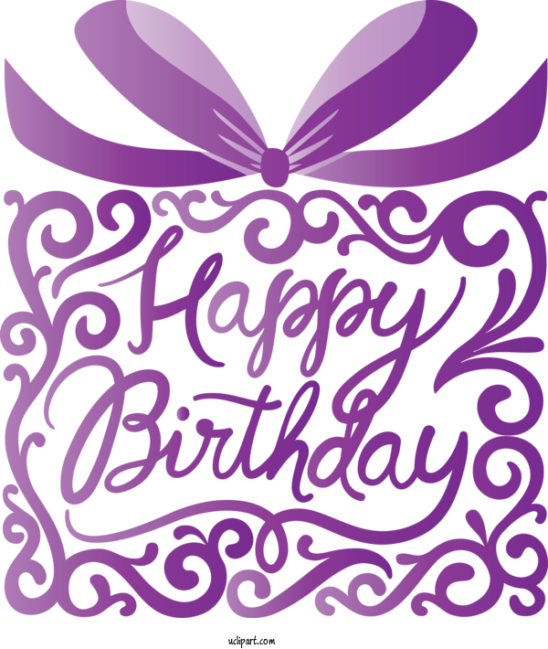 Free Occasions Purple Violet Text For Birthday Clipart Transparent Background