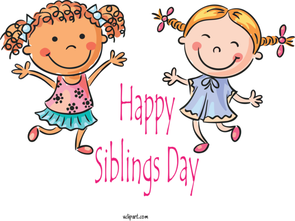Free Holidays Cartoon Text Cheek For Siblings Day Clipart Transparent Background