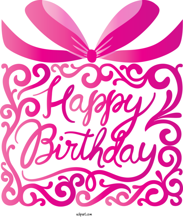 Free Occasions Pink Text Line For Birthday Clipart Transparent Background