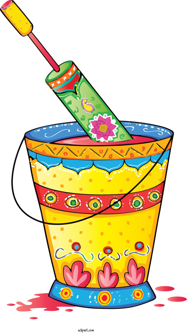 Free Holidays Bucket For Holi Clipart Transparent Background