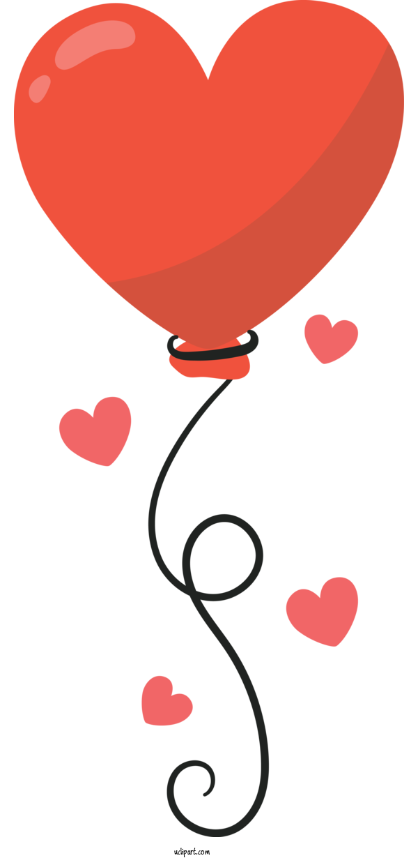 Free Holidays Red Heart Balloon For Valentines Day Clipart Transparent Background