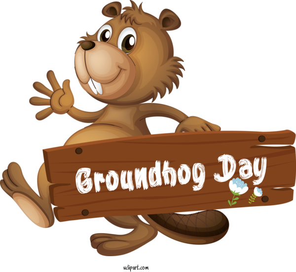 Free Holidays Cartoon Beaver Logo For Groundhog Day Clipart Transparent Background