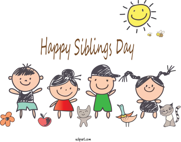 Free Holidays Cartoon People Sharing For Siblings Day Clipart Transparent Background