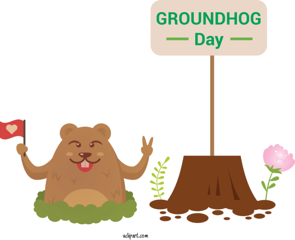 Free Holidays Cartoon Groundhog Tree For Groundhog Day Clipart Transparent Background