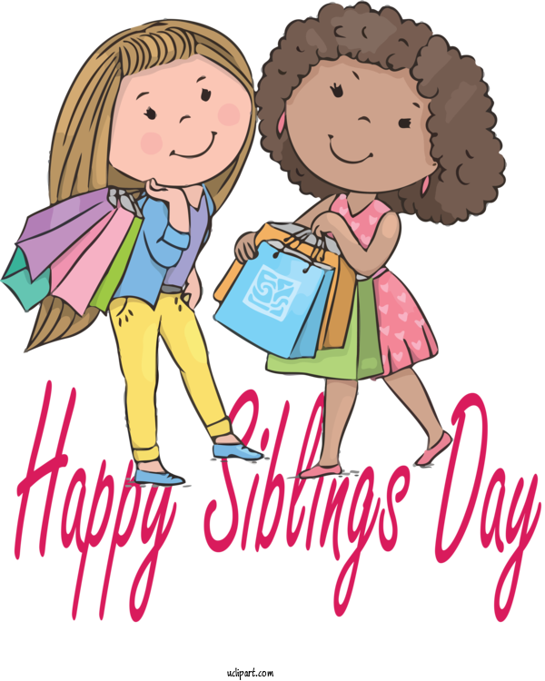 Free Holidays Cartoon Sharing Interaction For Siblings Day Clipart Transparent Background