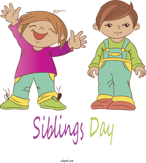 Free Holidays Cartoon Text Child For Siblings Day Clipart Transparent Background