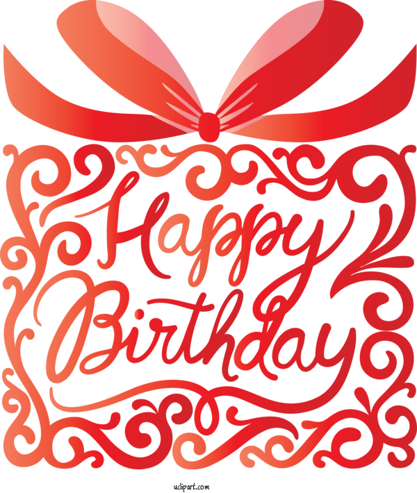 Free Occasions Text Red Line For Birthday Clipart Transparent Background