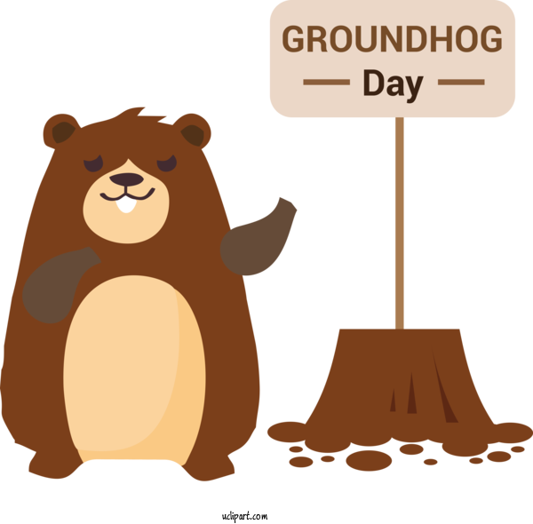 Free Holidays Groundhog Brown Bear Groundhog Day For Groundhog Day Clipart Transparent Background