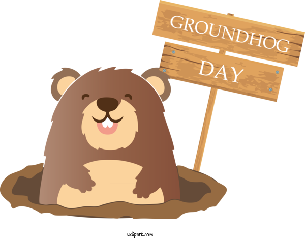 Free Holidays Groundhog Groundhog Day Brown Bear For Groundhog Day Clipart Transparent Background