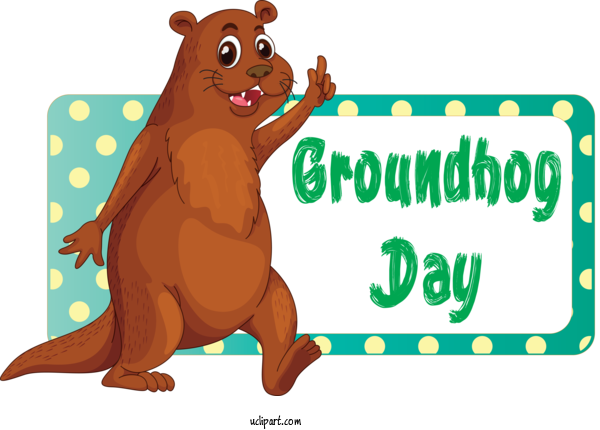 Free Holidays Brown Bear Bear Cartoon For Groundhog Day Clipart Transparent Background