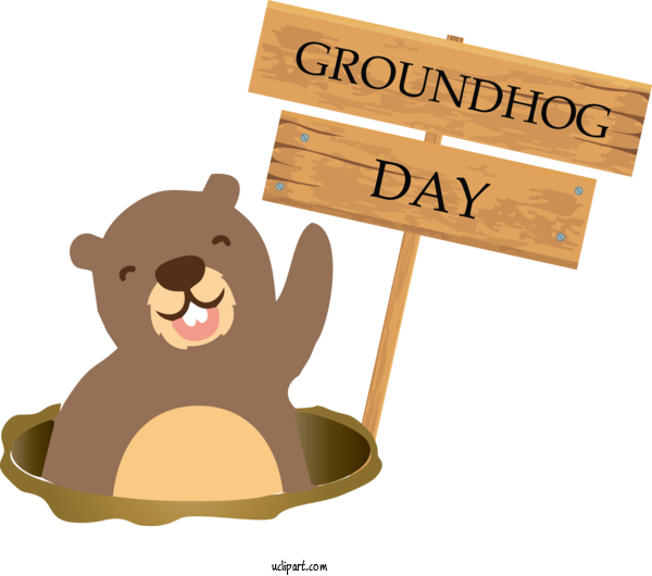 Free Holidays Groundhog Day Cartoon Brown Bear For Groundhog Day Clipart Transparent Background